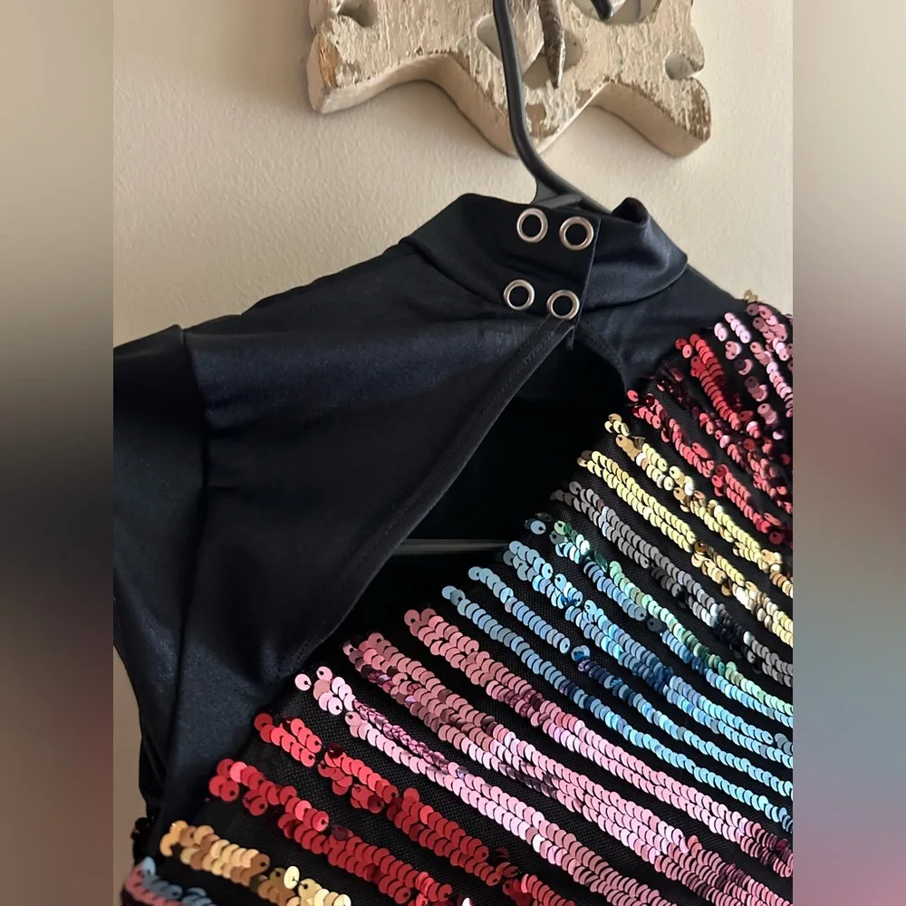 Weissman Jazz Clogging Dance Dress Multi Rainbow Sequin size MC